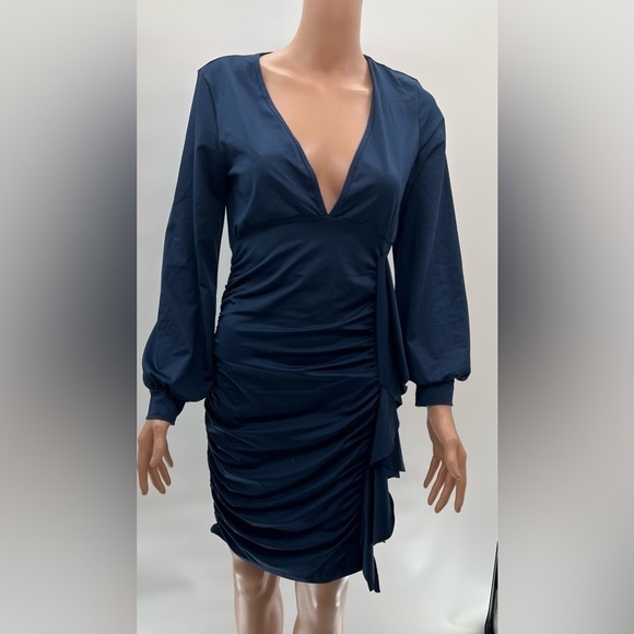 Midnight Blue Rouched Dress (NWOT) M - Picture 1 of 10